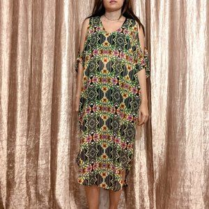 ASTR Geometric & Floral Print Sheer Maxi Cover Up